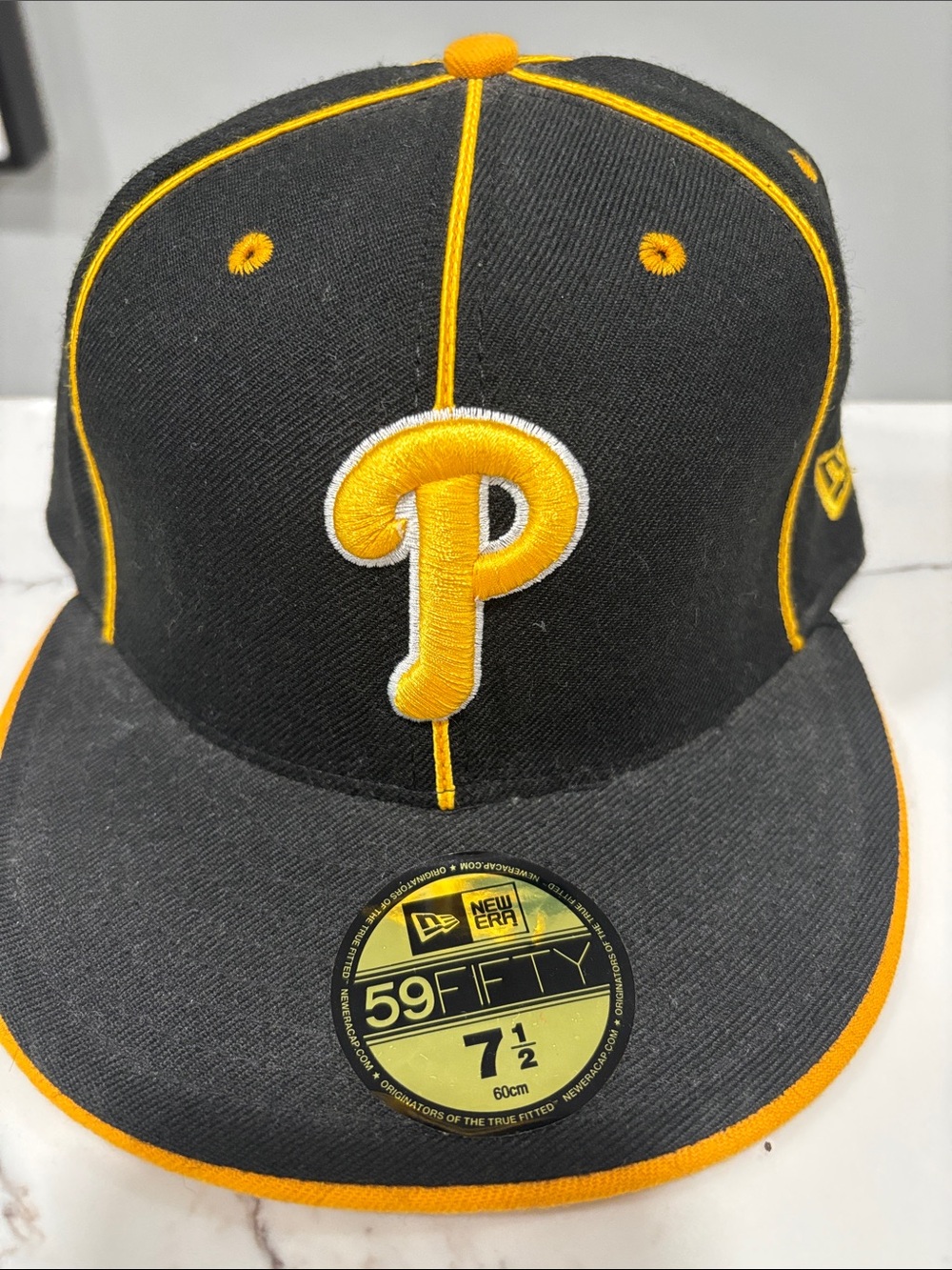 New Era Black & Yellow P Logo 59FIFTY Fitted Cap